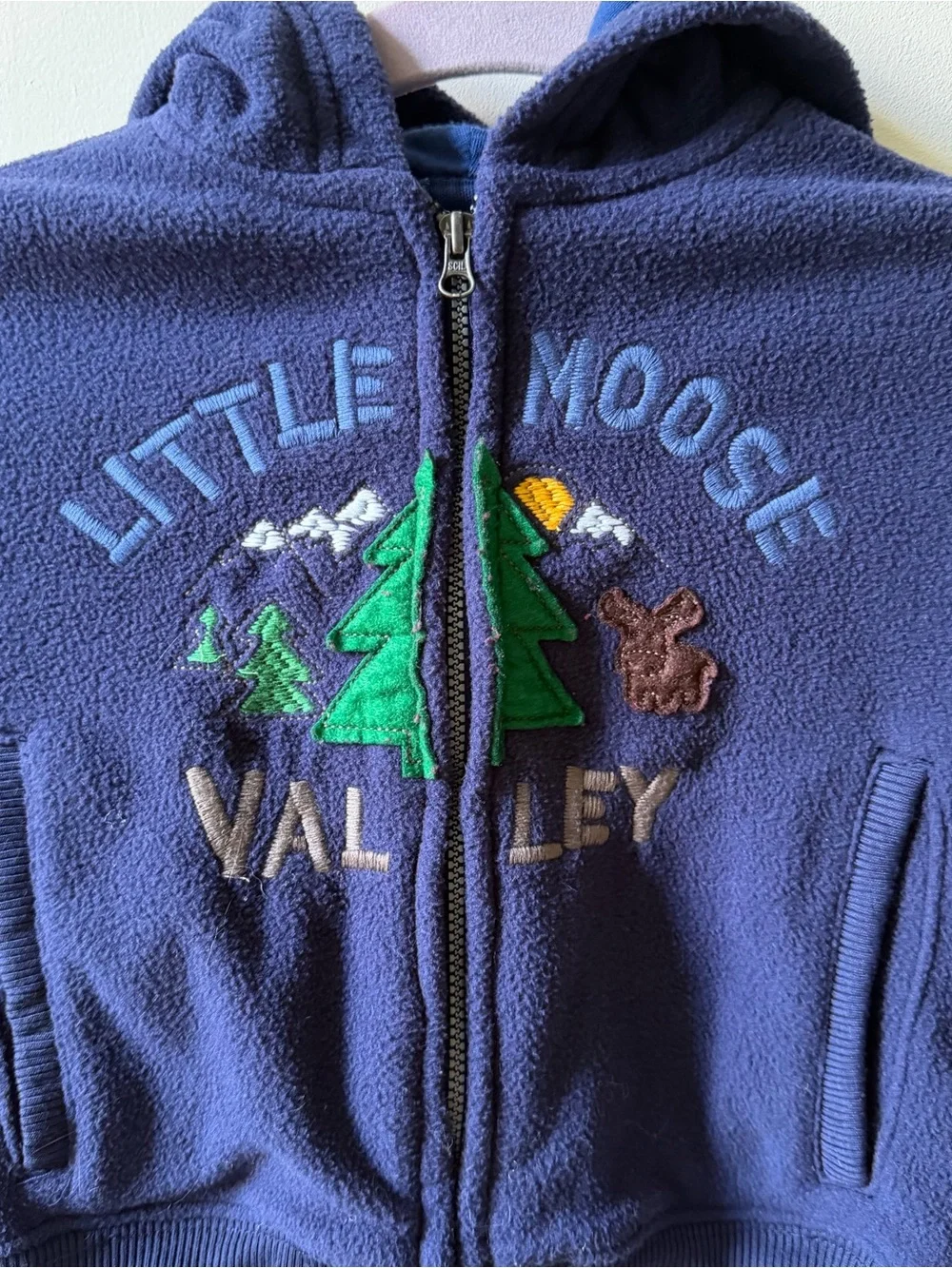 OshKosh B'gosh Navy Hooded Fleece with Moose & Tree Patch